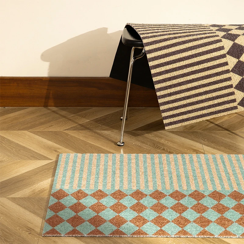 Coconut fiber doormat with stripe and diamond pattern Stornfield