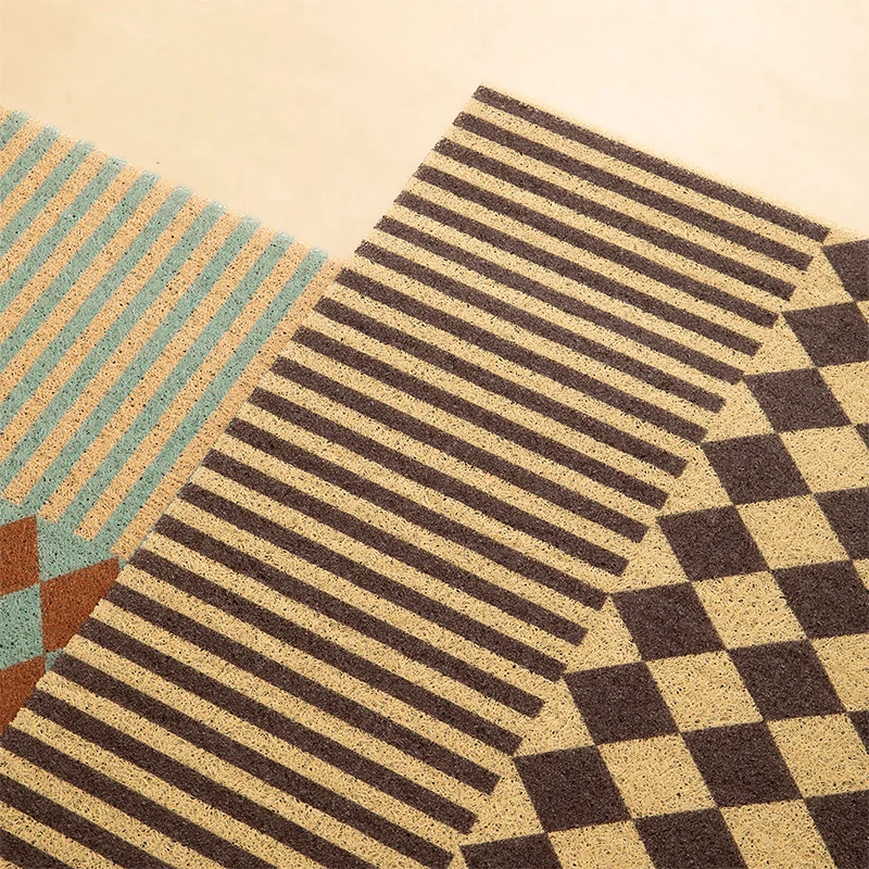 Coconut fiber doormat with stripe and diamond pattern Stornfield