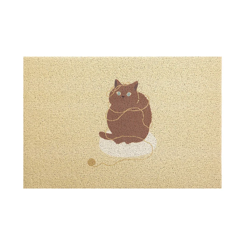 Coconut doormat with vertical striped structure and playful dog motif Stornfield