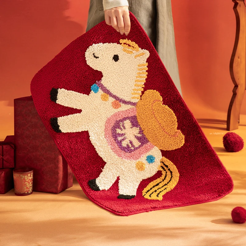Kids bath mat with quilted pony applique and non-slip underside Stornfield