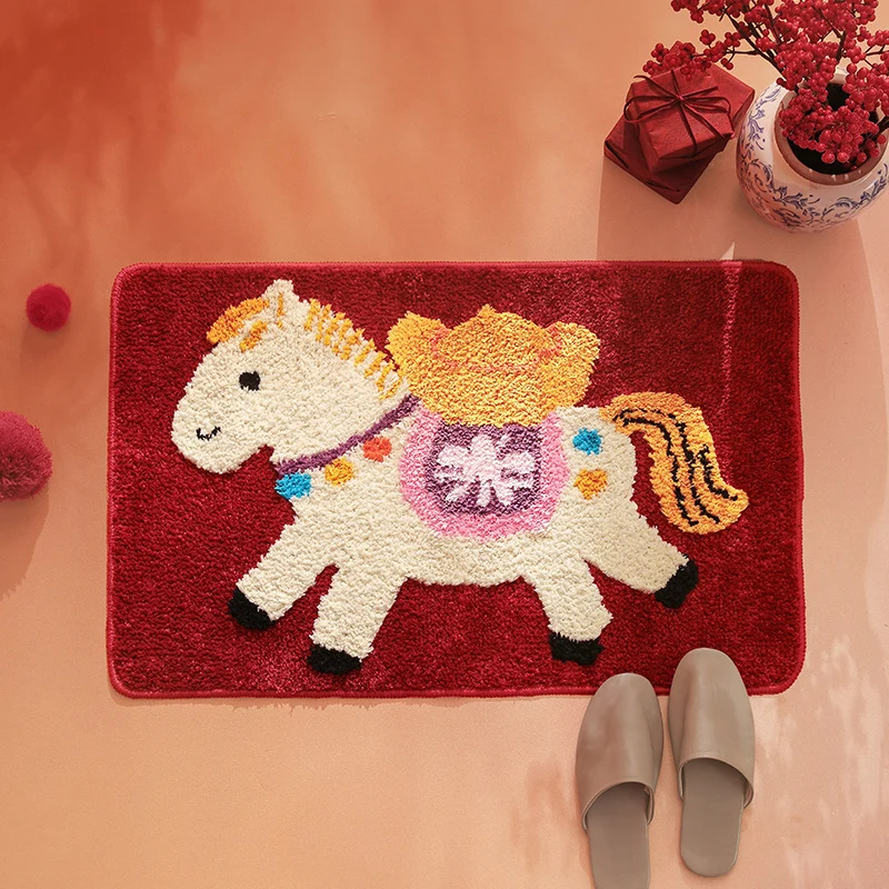 Kids bath mat with quilted pony applique and non-slip underside Stornfield