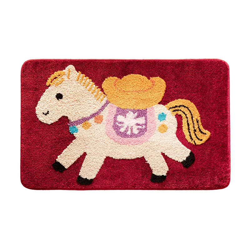 Kids bath mat with quilted pony applique and non-slip underside Stornfield