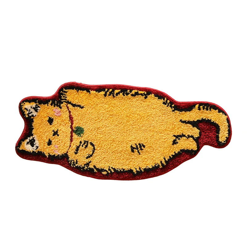 Cat-shaped doormat with tufted chenille surface and non-slip underside Stornfield