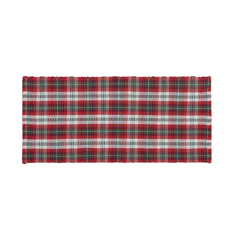 Hand-woven table runner in a traditional check pattern with a sturdy cotton structure Stornfield