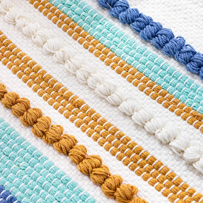 Woven wall hanging with relief stripes and long tassels Stornfield