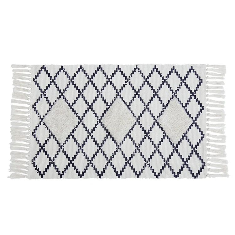 Woven runner rug with fringes and geometric ethnic pattern Stornfield