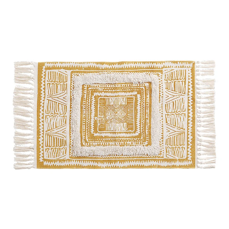 Woven runner rug with fringes and geometric ethnic pattern Stornfield