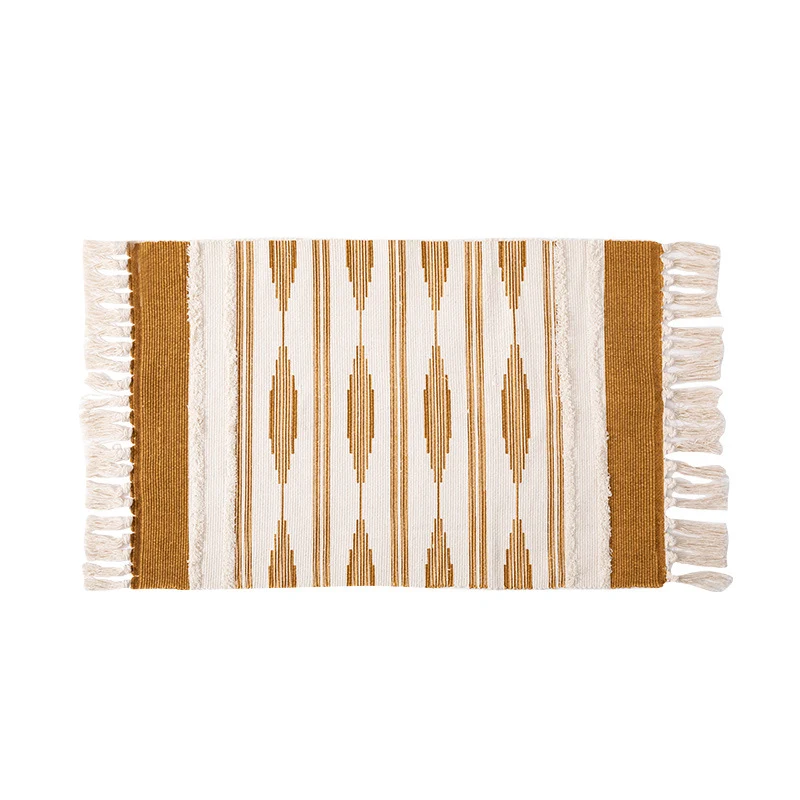 Woven runner rug with fringes and geometric ethnic pattern Stornfield