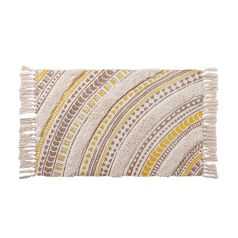 Woven runner rug with fringes and geometric ethnic pattern Stornfield