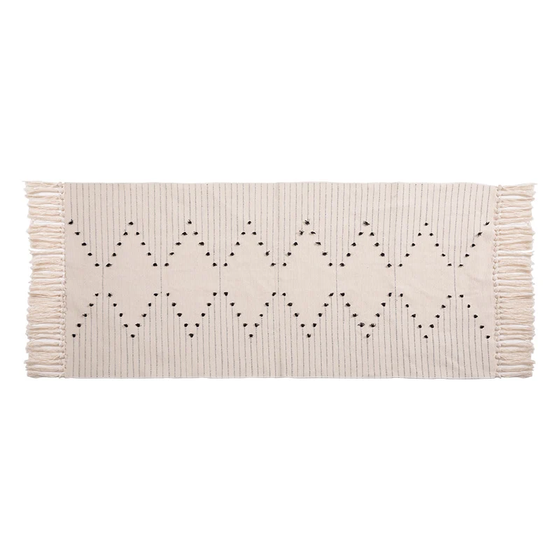 Woven runner rug with fringes and graphic polka dot pattern Stornfield