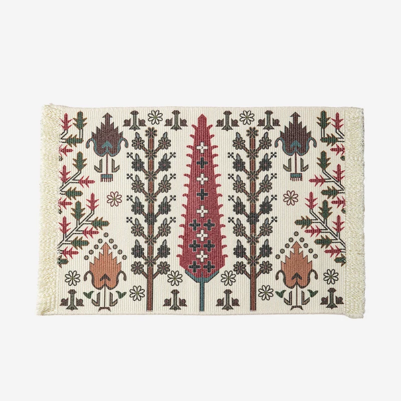 Woven decorative runner with damask jacquard and hand-fringed edge Stornfield