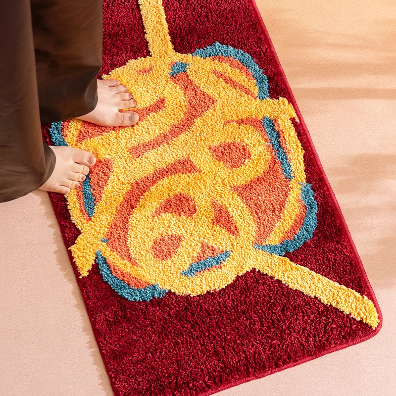 Tufted door and bath mat rug with abstract relief pattern Stornfield