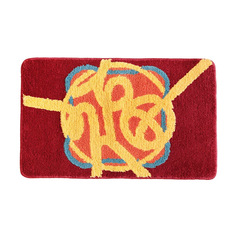 Tufted door and bath mat rug with abstract relief pattern Stornfield