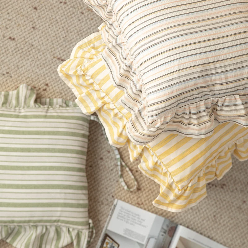 Padded chair cushion with ties and frill edge Stornfield