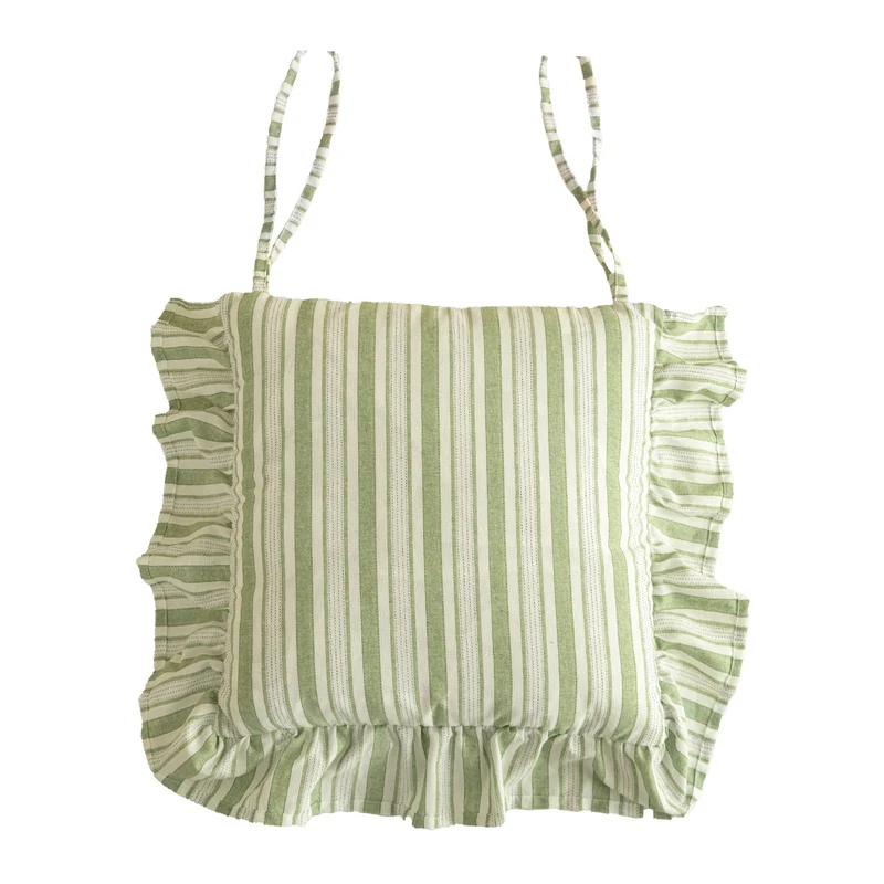 Padded chair cushion with ties and frill edge Stornfield