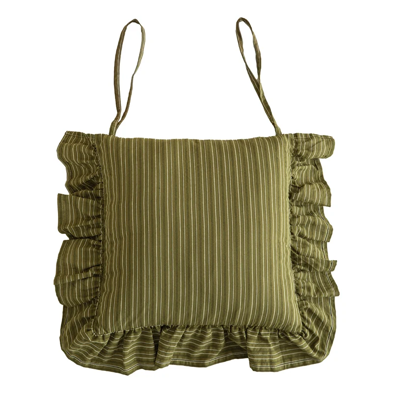 Padded chair cushion with ties and frill edge Stornfield