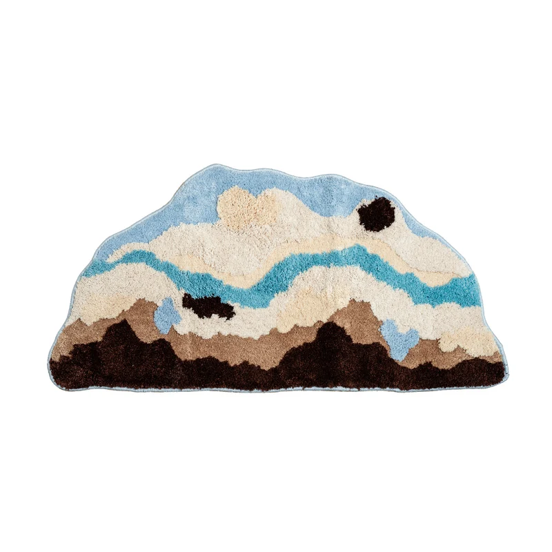 Shaped hand-tufted living room rug with moss-like structure and relief optics Stornfield