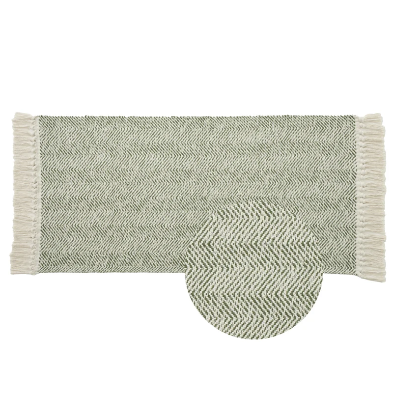 Braided runner rug with herringbone pattern and fringe edge Stornfield