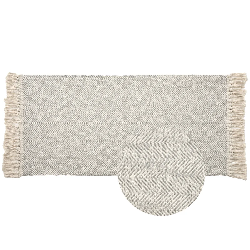 Braided runner rug with herringbone pattern and fringe edge Stornfield
