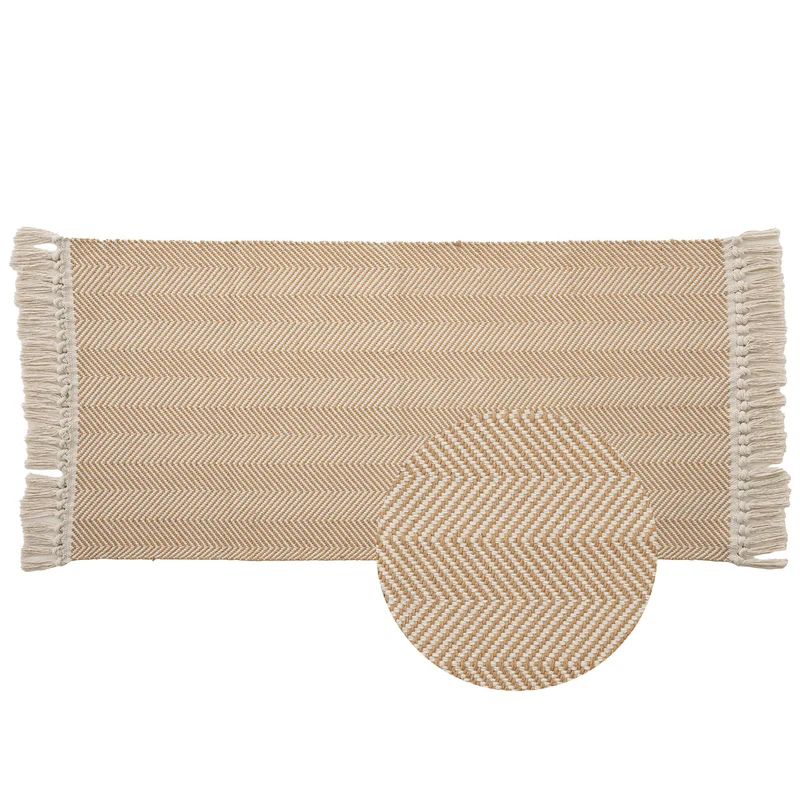 Braided runner rug with herringbone pattern and fringe edge Stornfield