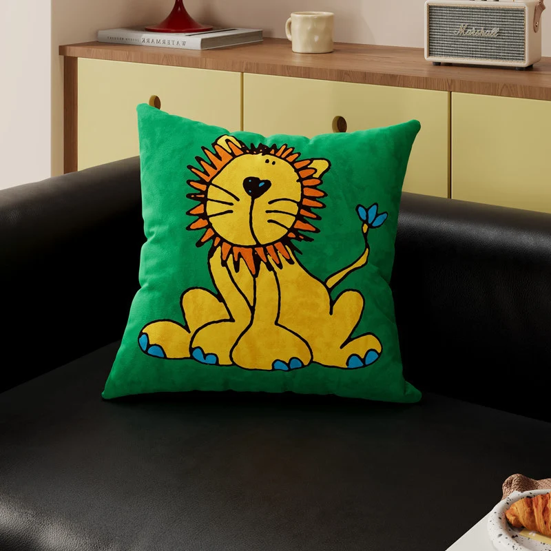 Decorative Cartoon Puppy Plush Throw Pillow Cover with Breathable Knit Texture