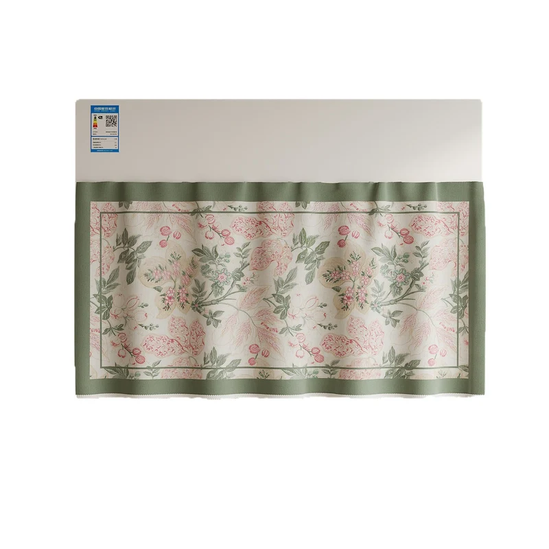 Decorative Air Conditioner Top Dust Cover Curtain with Botanical Bird Print and Pom-Pom Trim