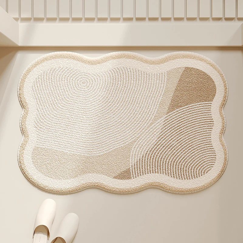 Cloud-Shaped Absorbent Microfiber Bath Mat with Anti-Slip Backing and Textured Concentric Pattern