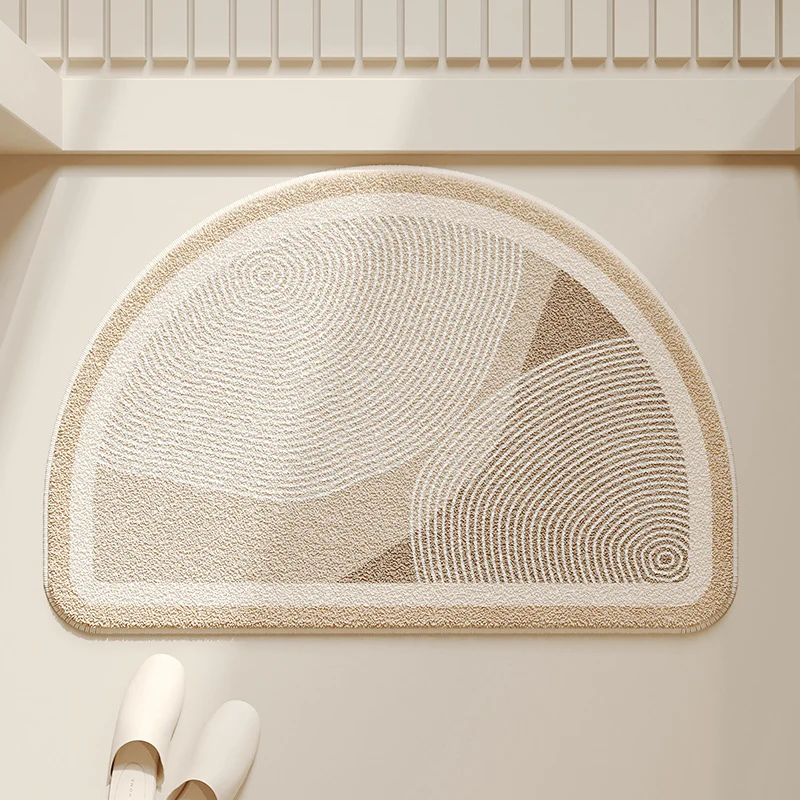 Cloud-Shaped Absorbent Microfiber Bath Mat with Anti-Slip Backing and Textured Concentric Pattern