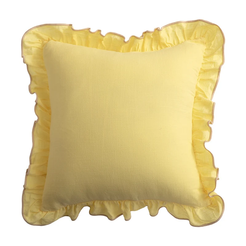 Decorative cushion with frill ruffle and linen texture Stornfield
