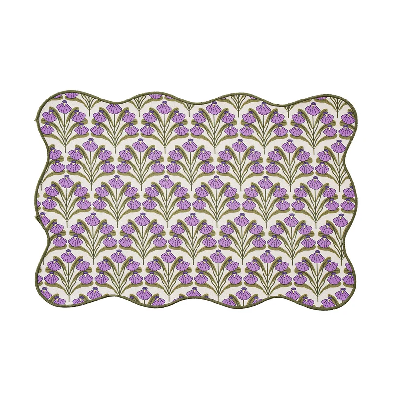 Decorative wavy table set with pomegranate and parrot motif Stornfield