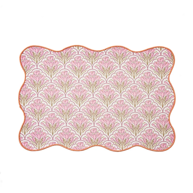 Decorative wavy table set with pomegranate and parrot motif Stornfield