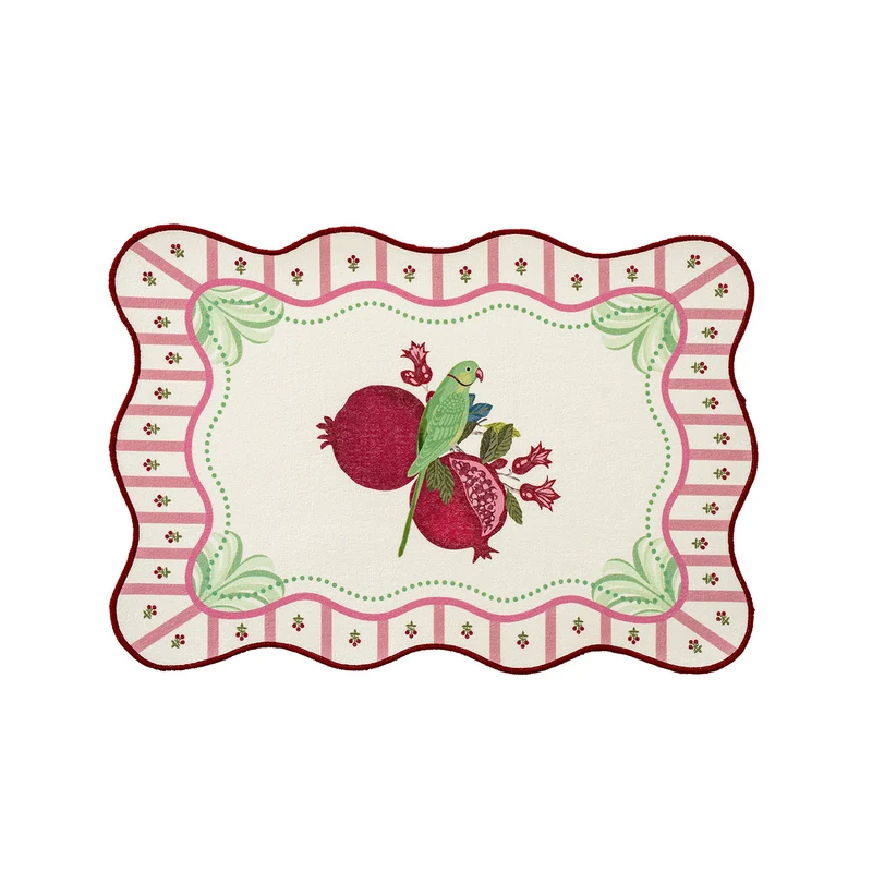 Decorative wavy table set with pomegranate and parrot motif Stornfield