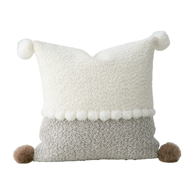 Decorative bouclé pillow with teddy fleece structure and decorative stitching Stornfield