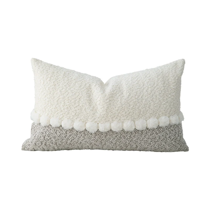 Decorative bouclé pillow with teddy fleece structure and decorative stitching Stornfield