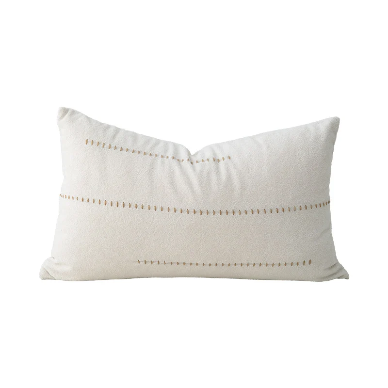 Decorative bouclé pillow with teddy fleece structure and decorative stitching Stornfield