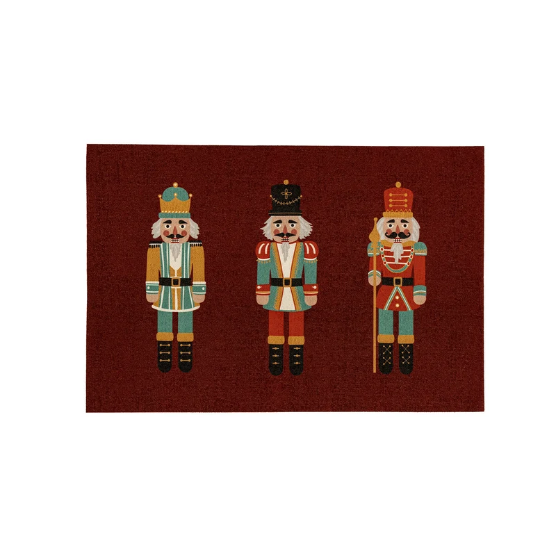 Decorative door mat with nutcracker motif and durable structure Stornfield