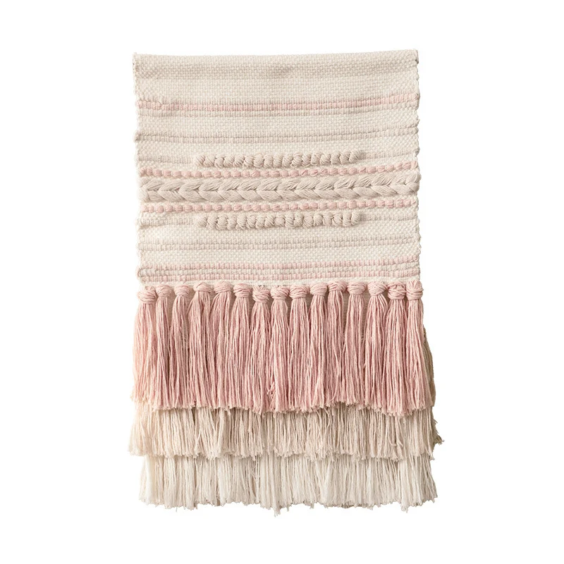 Boho Wall Hanging Macrame with Hand-Knotted Fringes and Woven Cable Patterns Stornfield