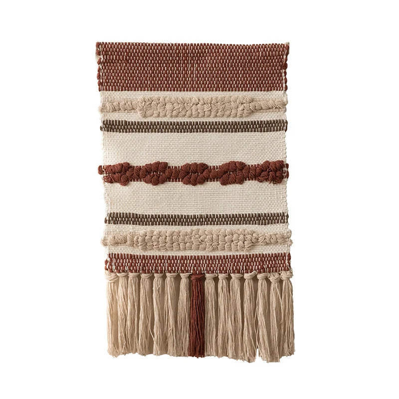 Boho Wall Hanging Macrame with Hand-Knotted Fringes and Woven Cable Patterns Stornfield