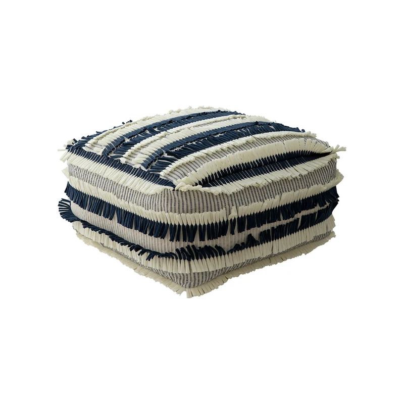 Floor cushion pouf with structured fringe surface Stornfield