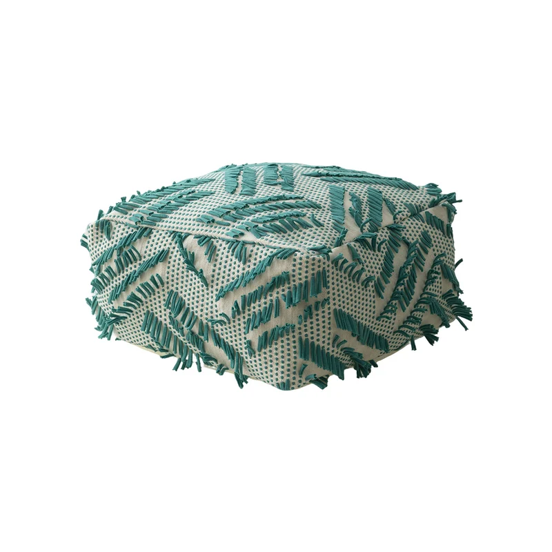 Floor cushion pouf with structured fringe surface Stornfield