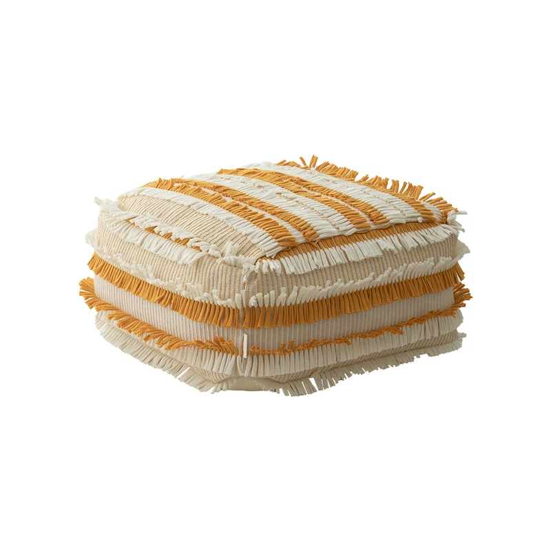 Floor cushion pouf with structured fringe surface Stornfield