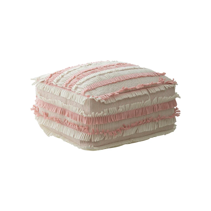 Floor cushion pouf with structured fringe surface Stornfield