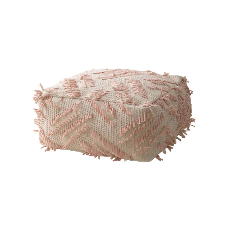 Floor cushion pouf with structured fringe surface Stornfield