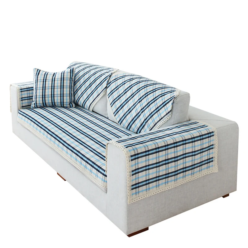 2-piece checkered chair cover and seat pad set with lace trim Stornfield