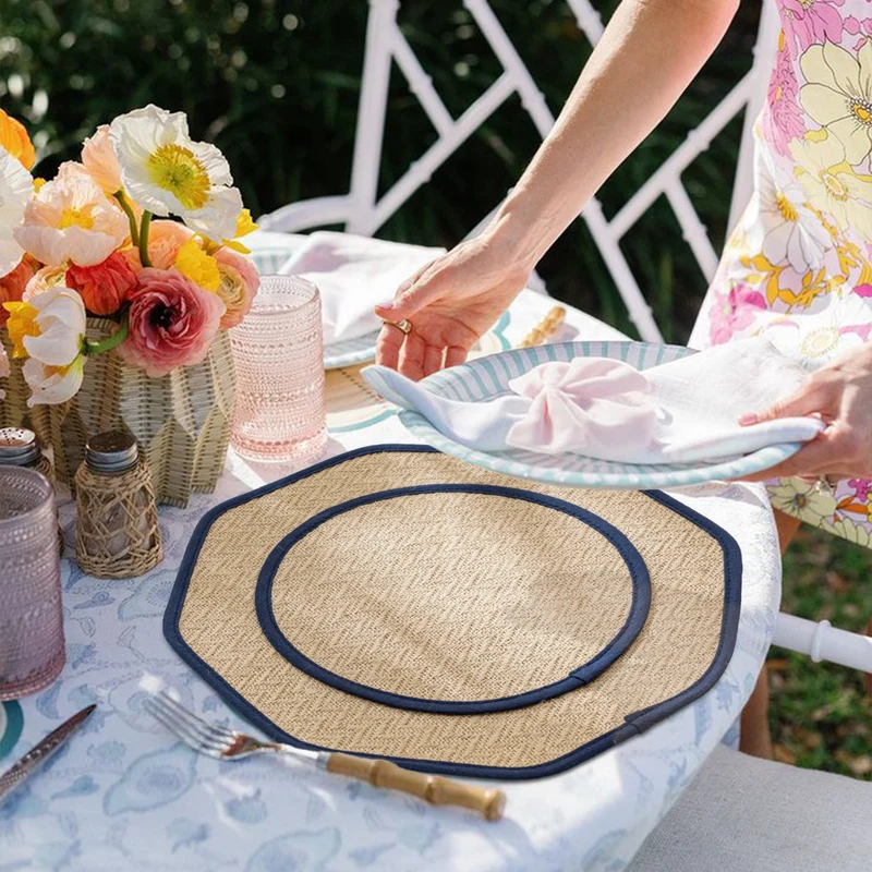 Straw sun hat with wide octagonal brim and cotton inner band Stornfield