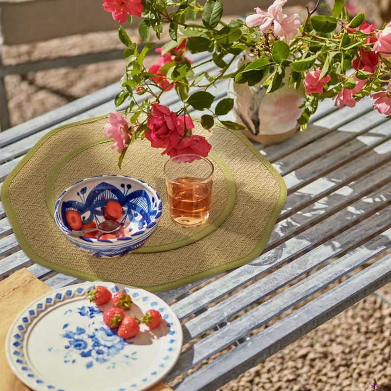Straw sun hat with wide octagonal brim and cotton inner band Stornfield