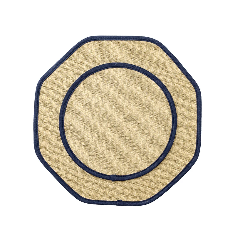 Straw sun hat with wide octagonal brim and cotton inner band Stornfield