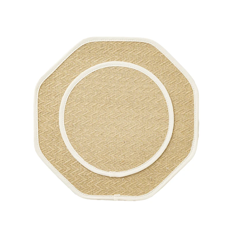 Straw sun hat with wide octagonal brim and cotton inner band Stornfield