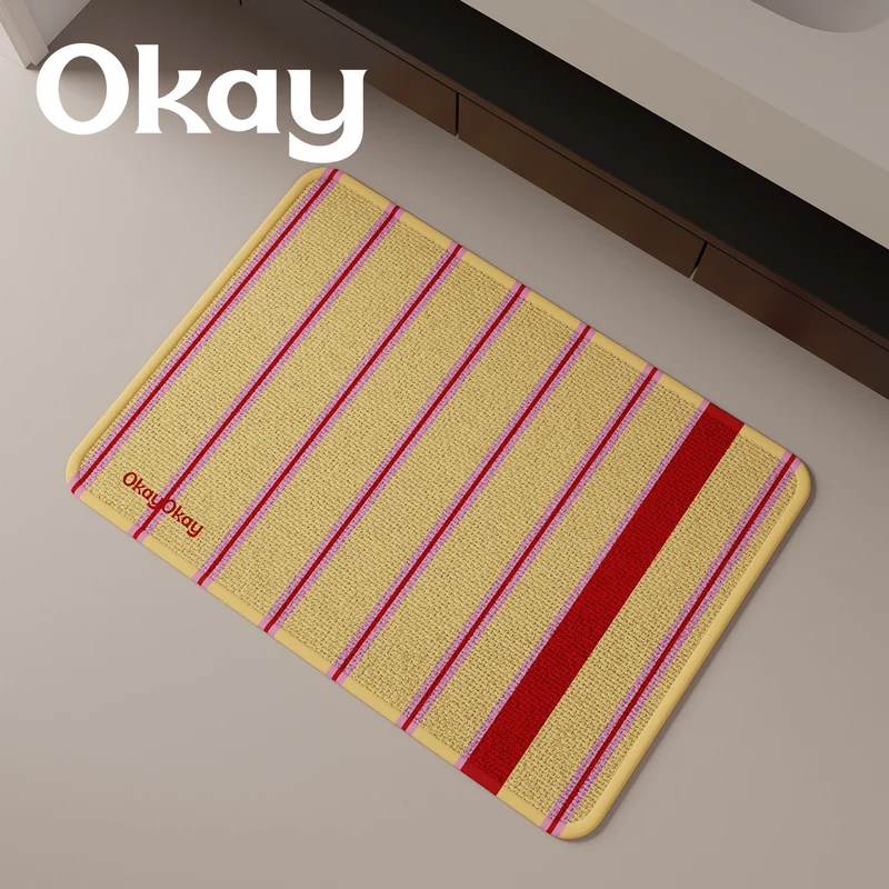 Striped Reversible Microfiber Memory-Foam Entrance and Bath Mat