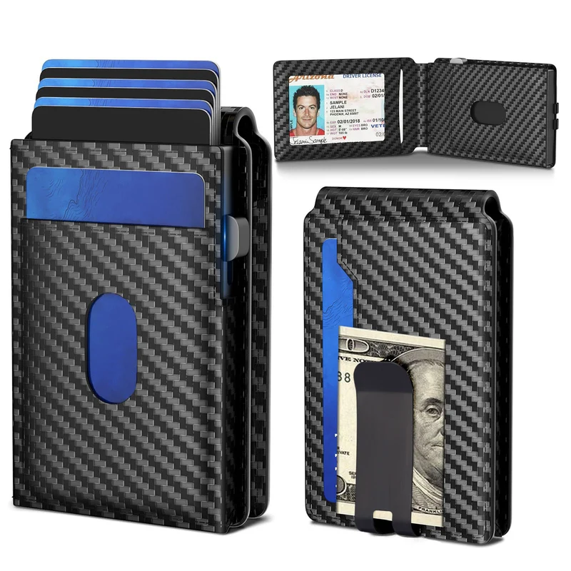 Carbonfaser Slim RFID-blockierende Brieftasche Karnz